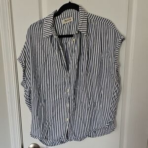 Madewell Navy and White Striped Top
